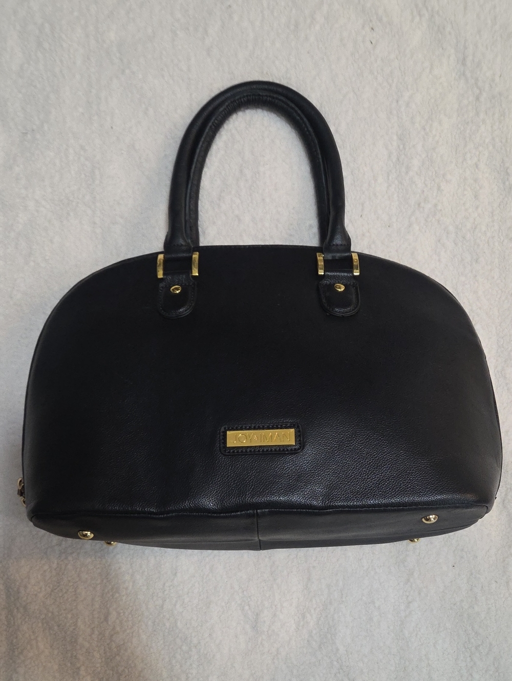 Joy And Iman Purse Black Dome Satchel with Gold Accents